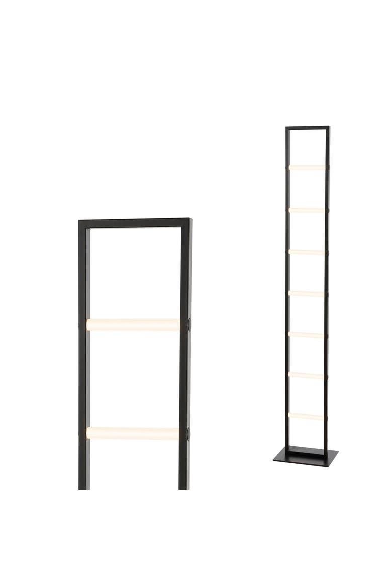 Ivan 59.3" Minimalist Modern Iron Ladder Dimmable Integrated LED Floor Lamp, Black, Main, color, Black