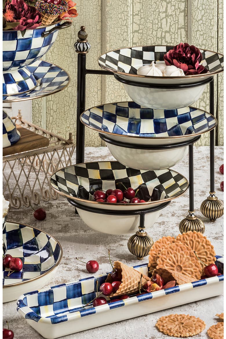 Courtly Check Enamel Serving Bowl, Alternate, color, BLACK/ WHITE