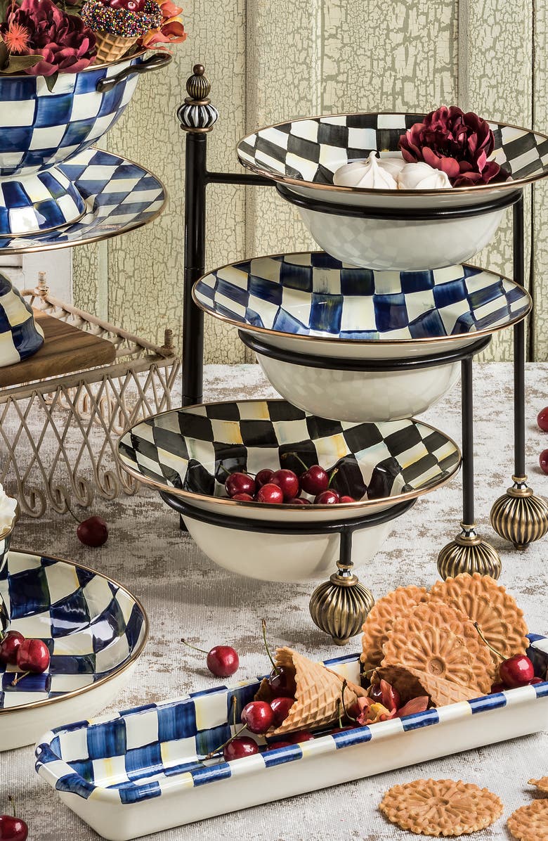 MACKENZIE CHILDS Courtly Check Enamel Serving Bowl, Alternate, color, Black/ White