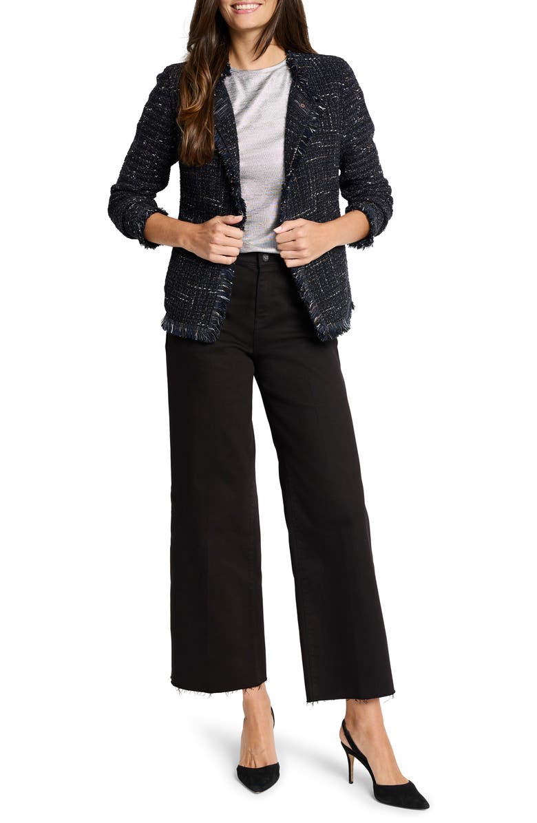 NIC+ZOE Nightfall Fringe Mix Knit Jacket, Alternate, color, Black Indigo