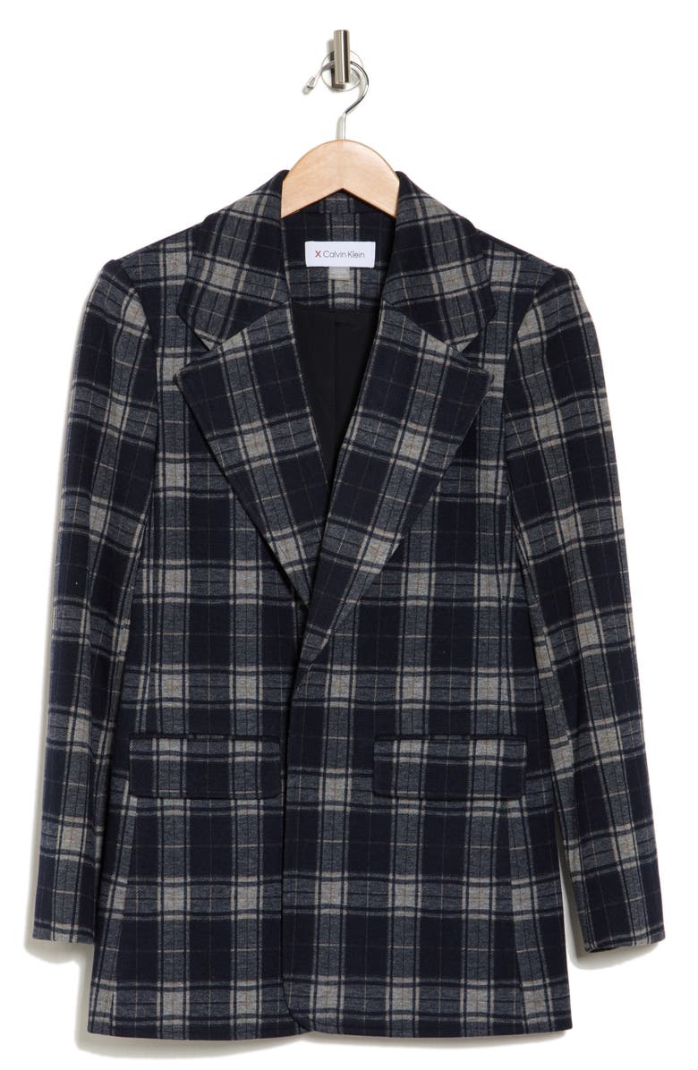 Calvin Klein Plaid Longline Jacket, Alternate, color, 