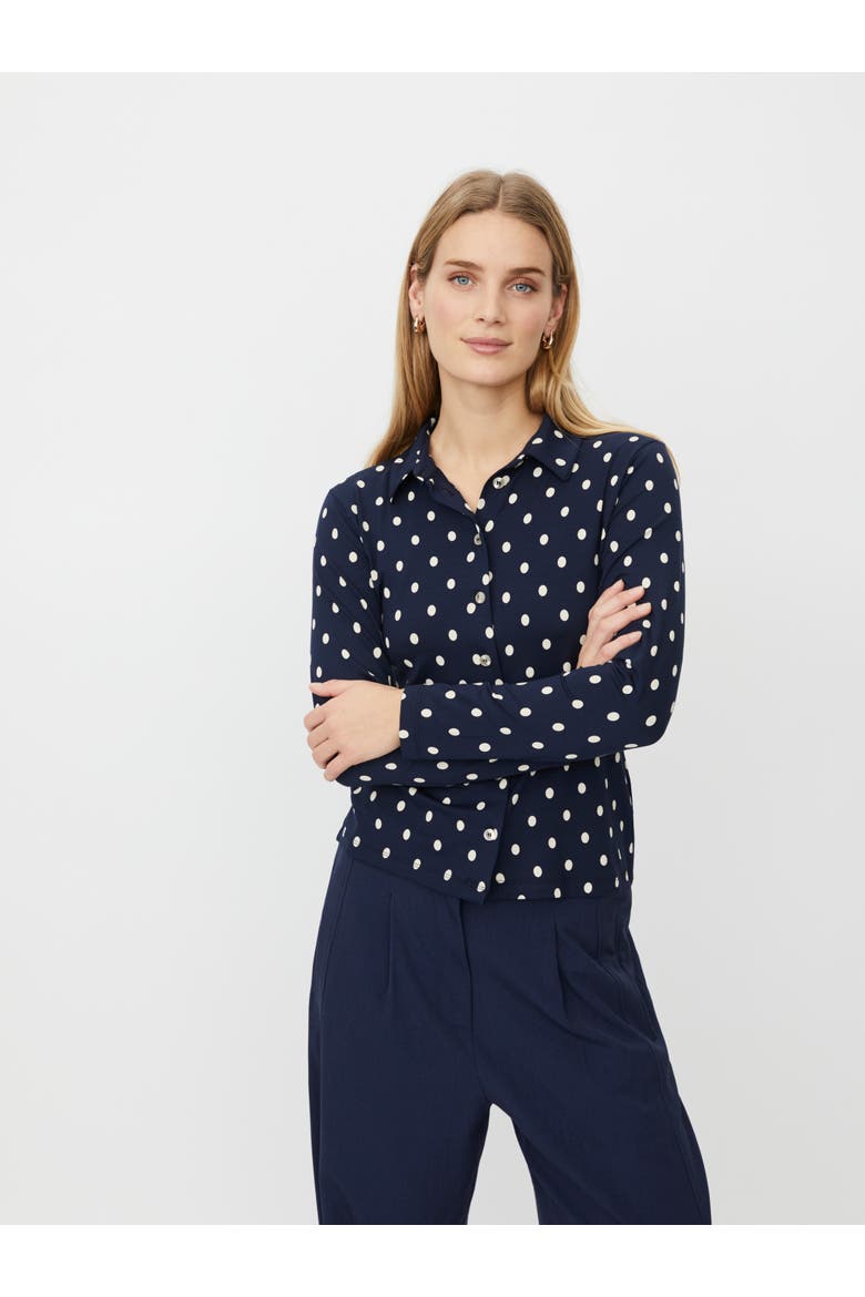 MaIviona Polka Dot Shirt, Main, color, Navy Blazer
