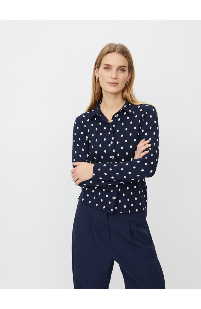 Masai Copenhagen MaIviona Polka Dot Shirt, Main, color, Navy Blazer