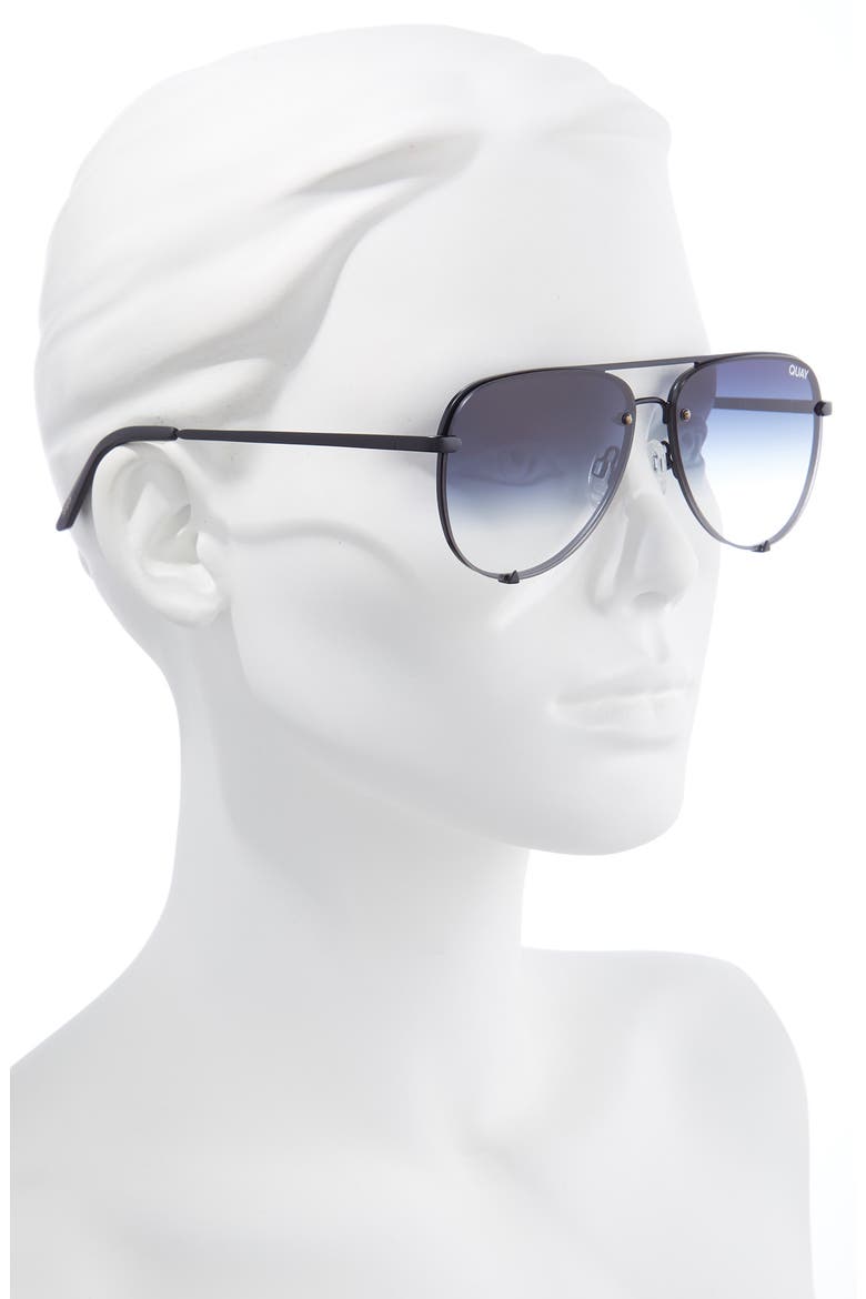 Australia High Key Mini 53mm Gradient Rimless Aviator Sunglasses, Alternate, color, MATTE BLACK / NAVY FADE LENS