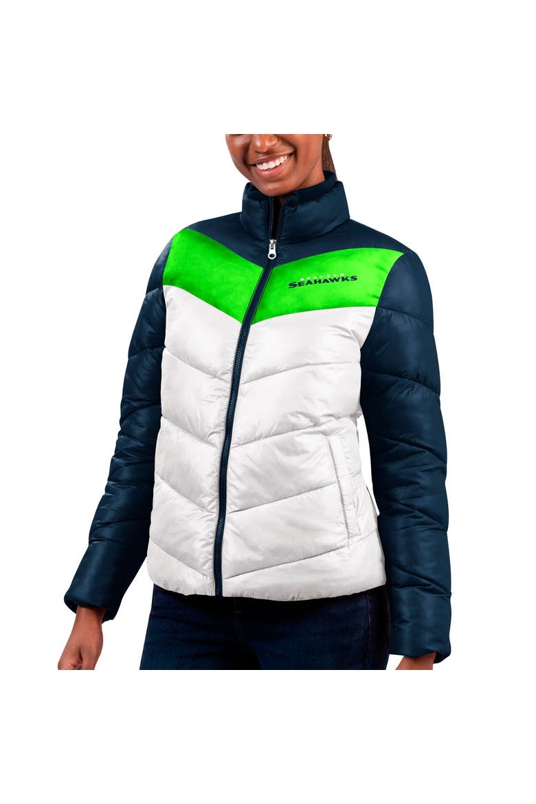 Women's G-III 4Her by Carl Banks  White/Navy Seattle Seahawks New Star Quilted Full-Zip Jacket, Alternate, color, White