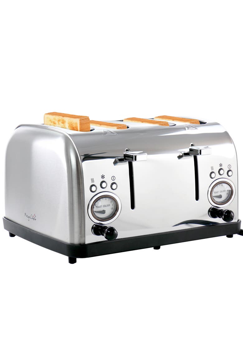 4 Slice Wide Slot Toaster with Variable Browning in Silver, Main, color, Grey