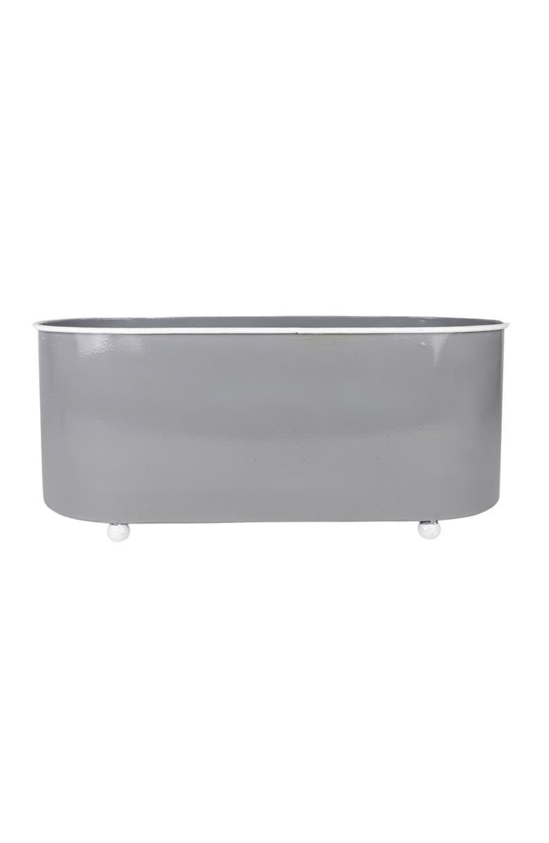 Foreside Home and Garden Oblong Planter Gray Metal, Main, color, Gray