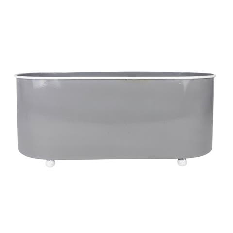 Oblong Planter Gray Metal