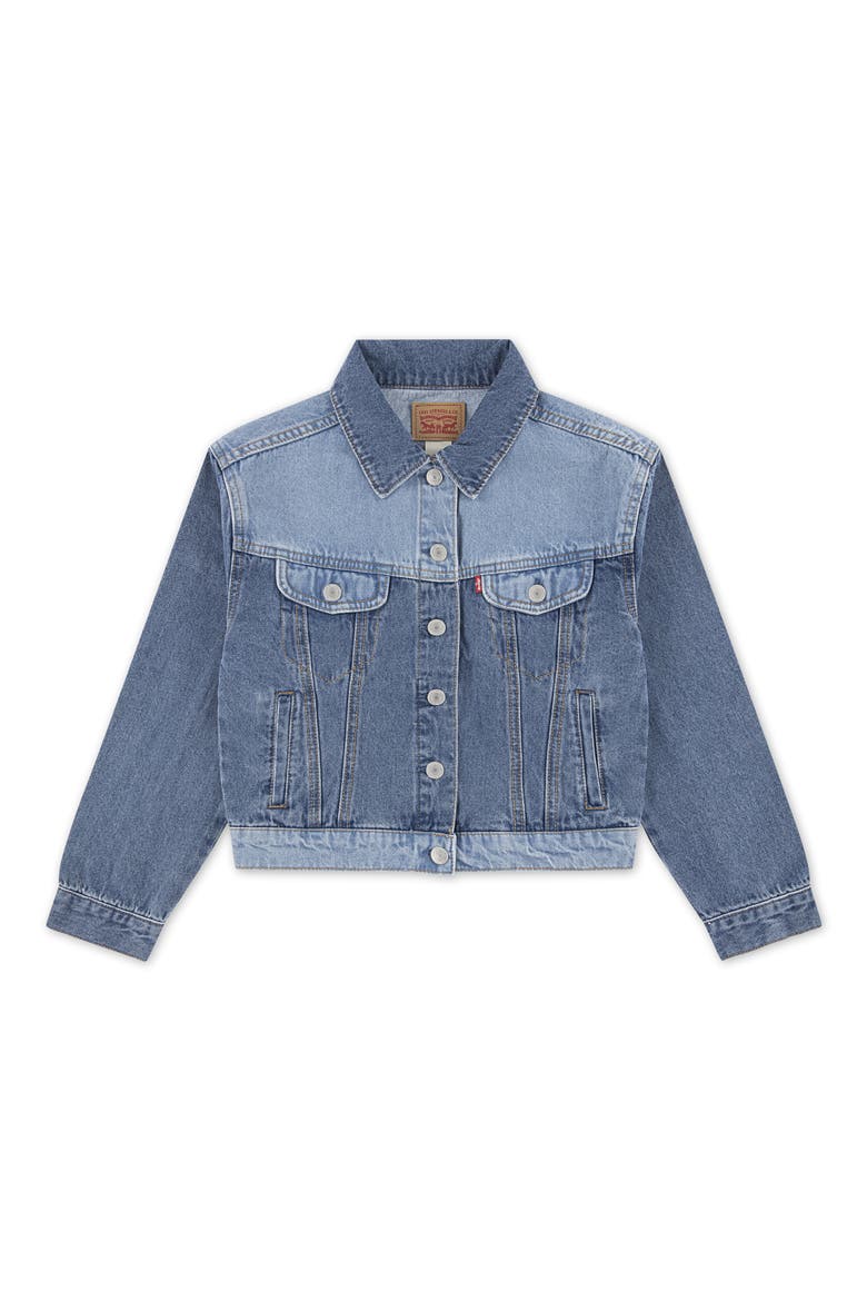 Kids' '90s Colorblock Denim Trucker Jacket, Main, color, RODEO