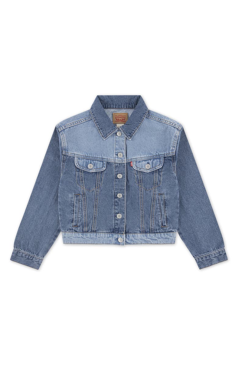 Levi's<sup>®</sup> Kids' '90s Colorblock Denim Trucker Jacket, Main, color, Rodeo