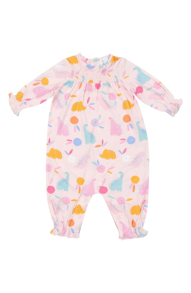 Angel Dear Floral Dinos Smocked Romper, Main, color,