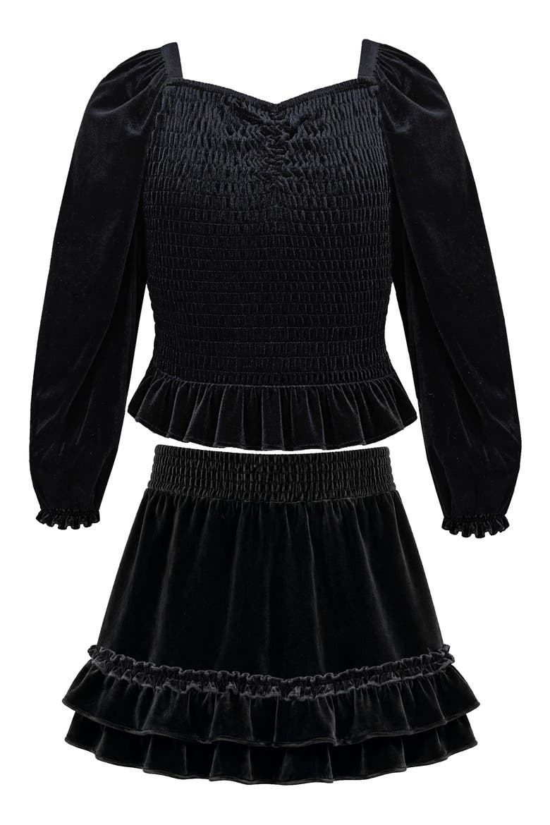 Kids' Velvet Smocked Two-Piece Set, Main, color, BLACK