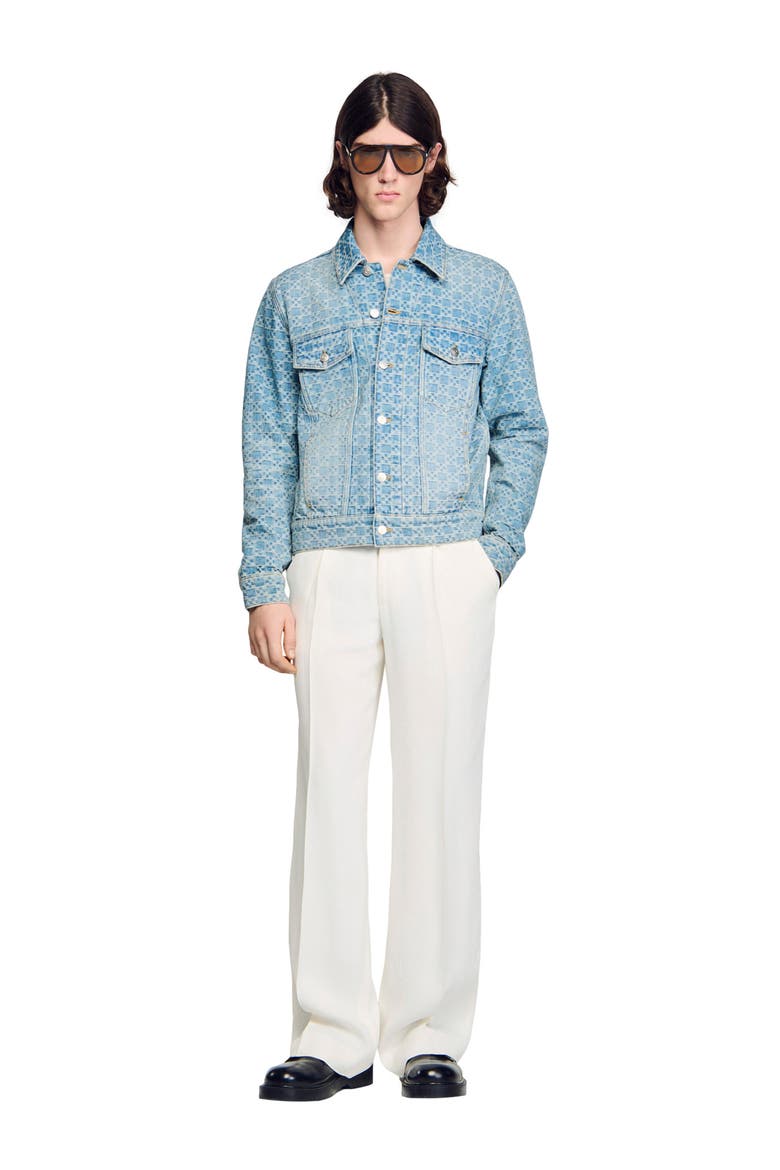 Square Cross denim jacket, Alternate, color, Sky blue