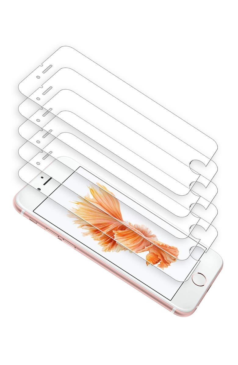 The Posh Tech Clear Tempered iPhone 6 plus/7 plus/8 plus Glass Screen Protector - Pack of 5, Alternate, color, 