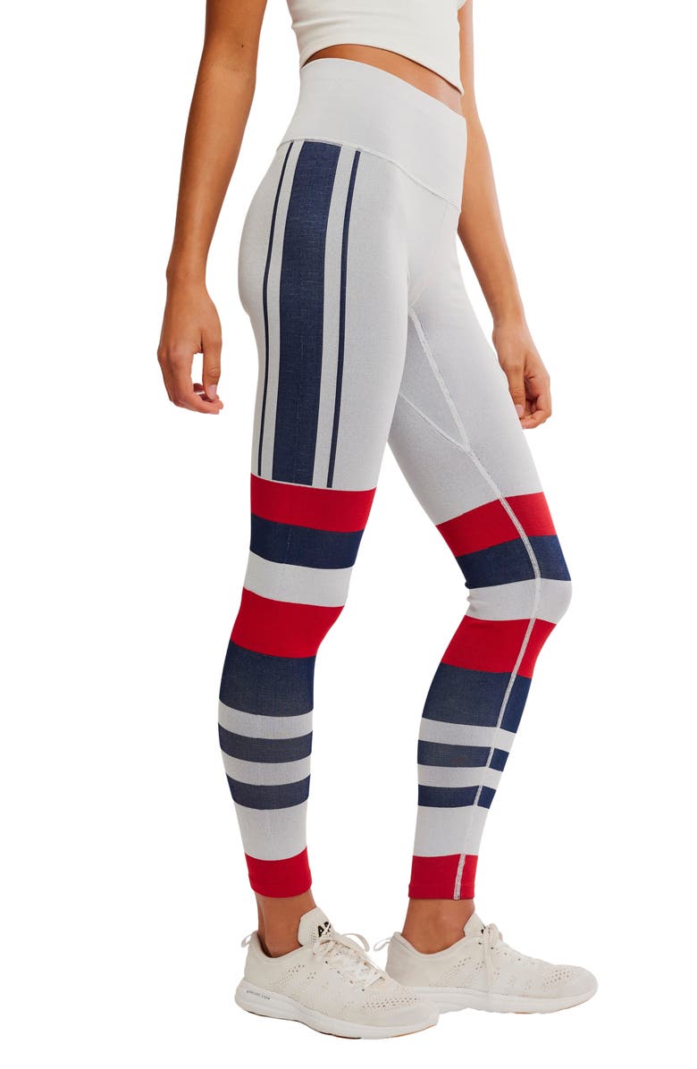 Free People FP Movement Myoko Jacquard Leggings, Alternate, color, Ivory Retro Stripes