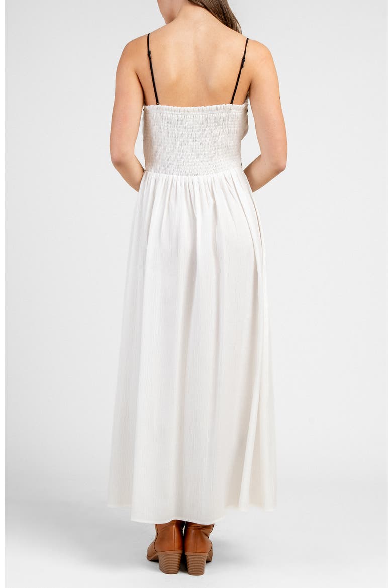 Yoryu Crinkle Lace Trim Maxi Dress, Alternate, color, WHITE