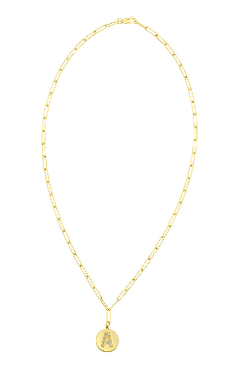 Adornia 14K Gold Plated Pavé Initial Pendant Necklace, Alternate, color, Gold-A