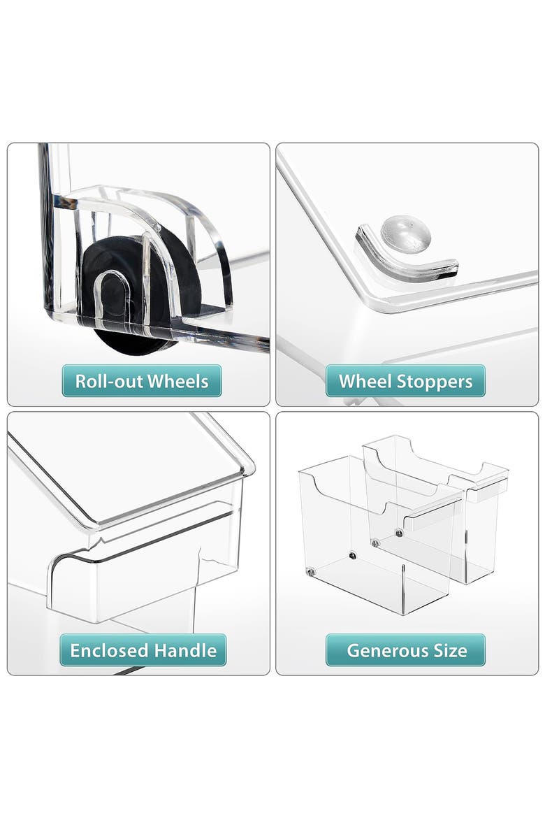 Set of 2 Wheeled Organizer, Alternate, color, CLEAR
