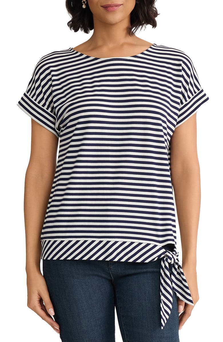 Jones New York Stripe Dolman Top, Main, color, Pacific Navy/ Natural White