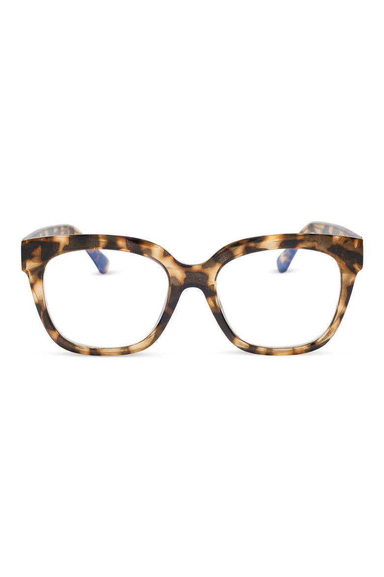 Ava 50mm Square Blue Light Blocking Glasses, Main, color, SAND TORTOISE BLUE LIGHT