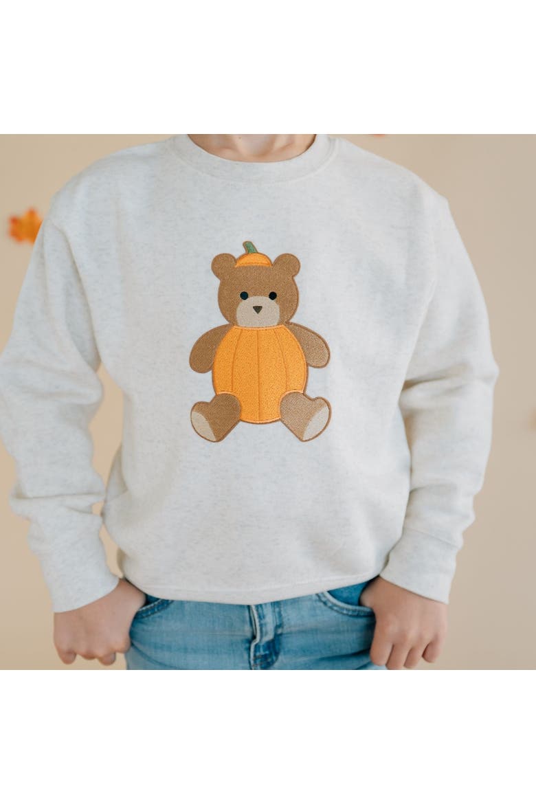 Pumpkin Teddy Bear Patch Sweatshirt, Alternate, color, Natural Heather