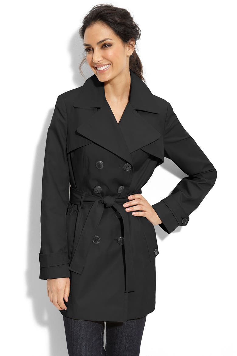 Belted Poplin Trench, Main, color, BLACK