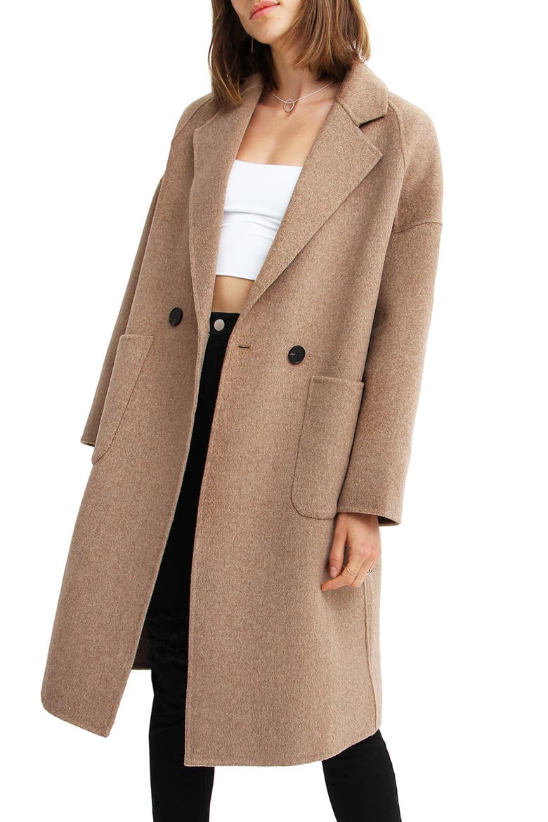 BELLE AND BLOOM Publisher Double-Breasted Wool Blend Coat, Alternate, color, OAT