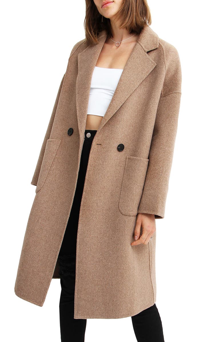 Belle & Bloom BELLE AND BLOOM Publisher Double-Breasted Wool Blend Coat, Alternate, color, Oat