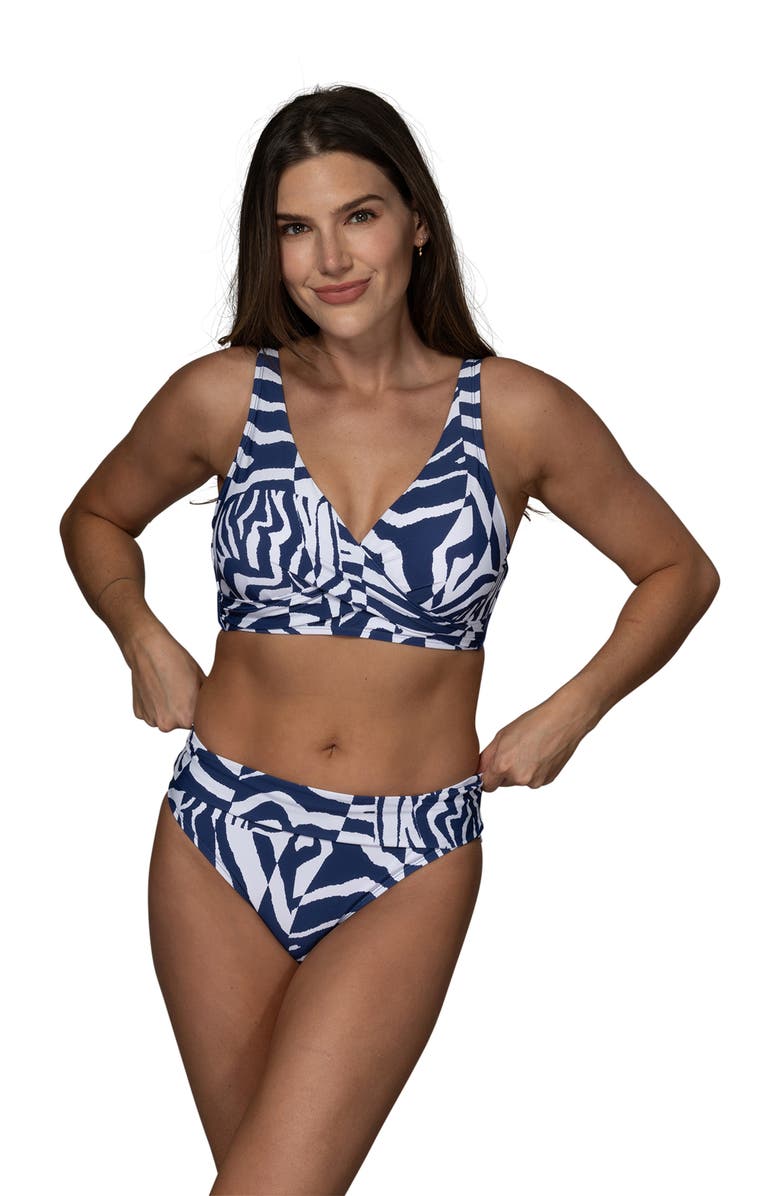 JANTZEN Vera Surplice Bra Bikini Top, Alternate, color, Pantheon Blue