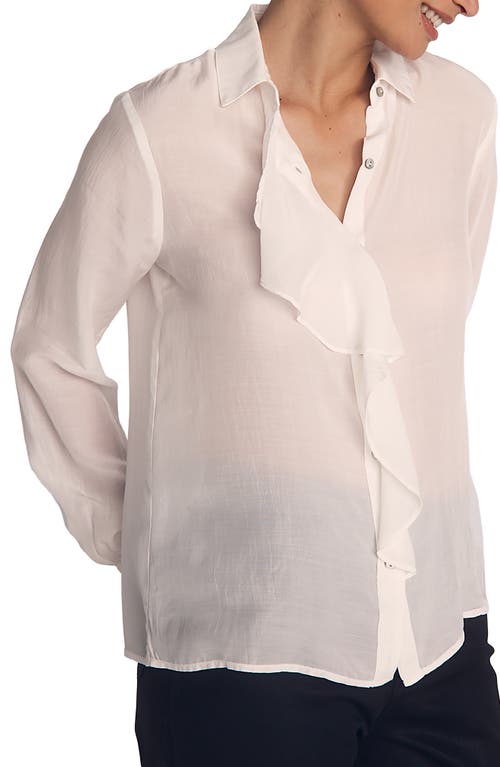 Bella Dahl Ruffle Button-up Shirt In White