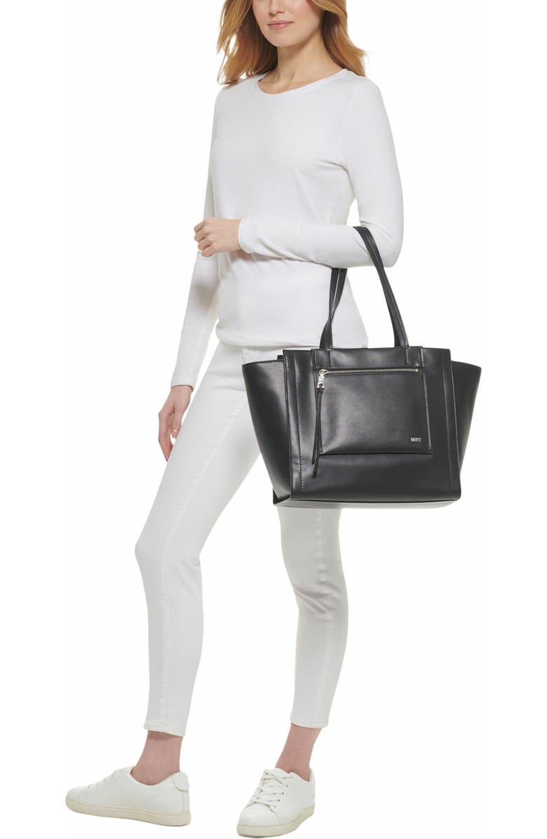 DKNY Pax Large Tote Bag, Alternate, color, Black/Silver