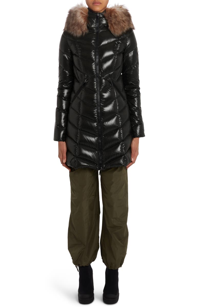 Moncler Marre Quilted Down Coat with Removable Genuine Shearling Trim, Alternate, color, 