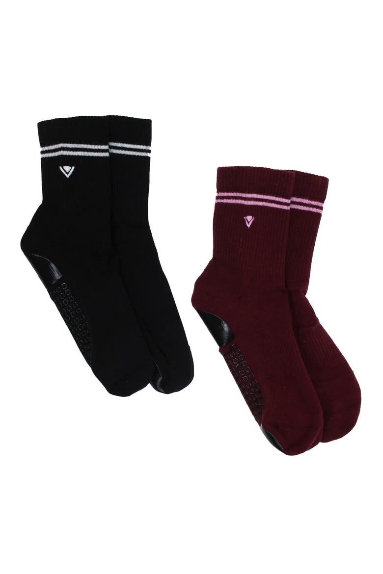 2-Pack Classic Crew Grip Socks, Main, color, BLACK/BURGUNDY