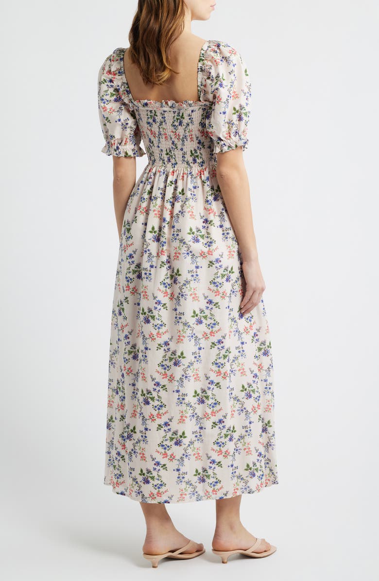 Hill House Home The Scarlett Smocked Midi Dress, Alternate, color, Scallop Bow Chintz Pink