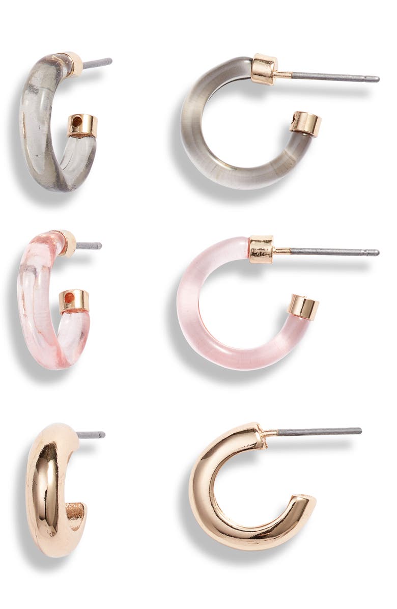 Something Navy Hoop Earrings Set, Main, color, 