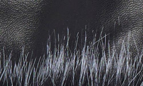 La Fiorentina Faux Fur Trim Leather Gloves In Black/snow