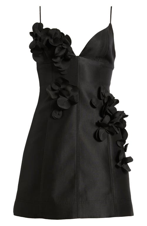 Acler Petal Detail Fitted Black Dress In Black