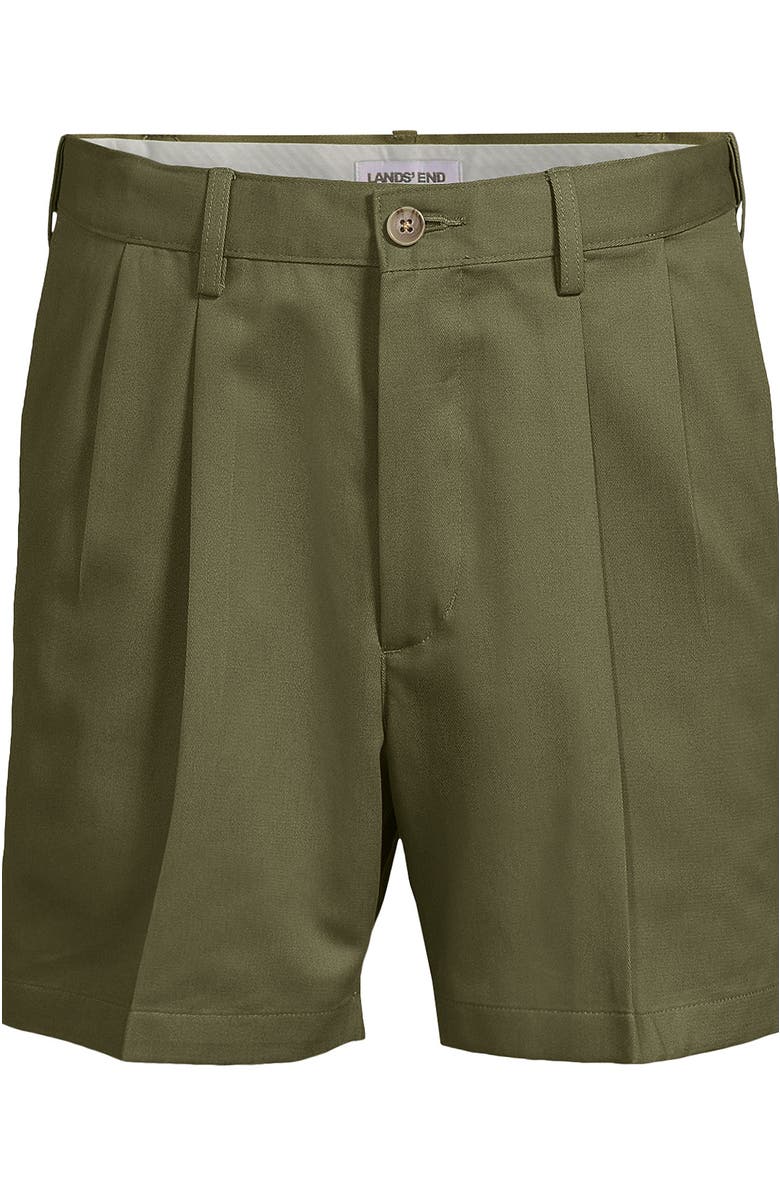 Lands' End Comfort Waist Pleated 9" No Iron Chino Shorts, Alternate, color, River Stone Green