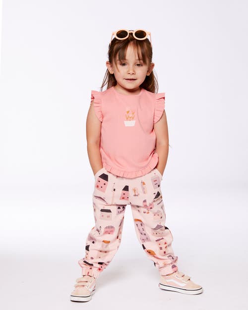 Deux Par Deux Baby Girl's Rib Tank Top With Frills Coral Pink In Coral Pink