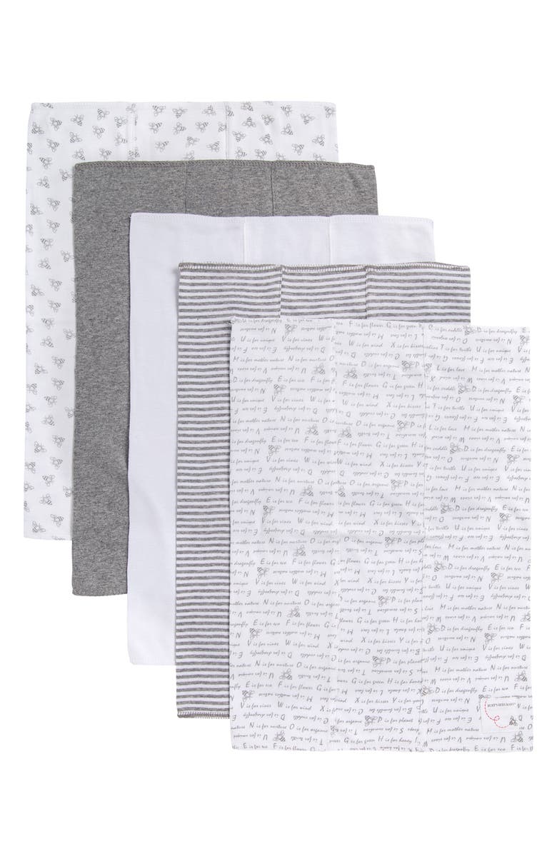 Burt's Bees Assorted 5-Pack Organic Cotton Burp Cloths, Main, color, 