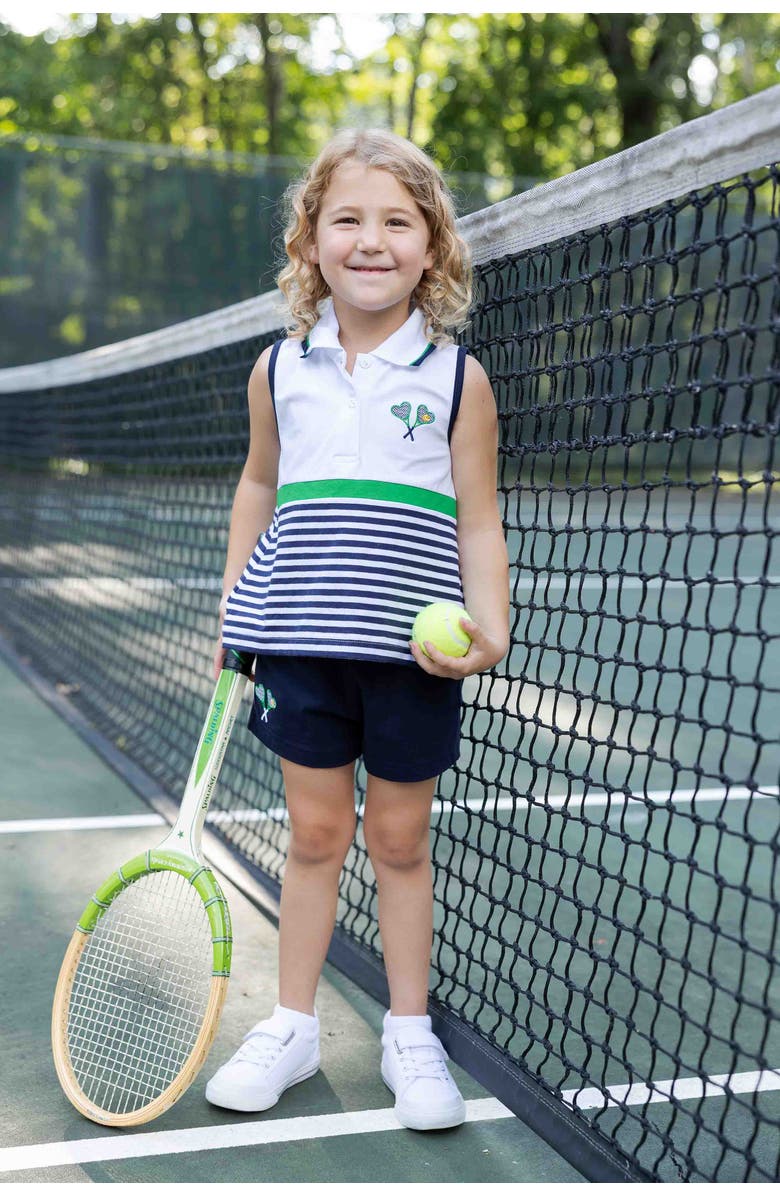 Florence Eiseman Stripe Knit Dress with Tennis Rackets, Alternate, color, Navy/White