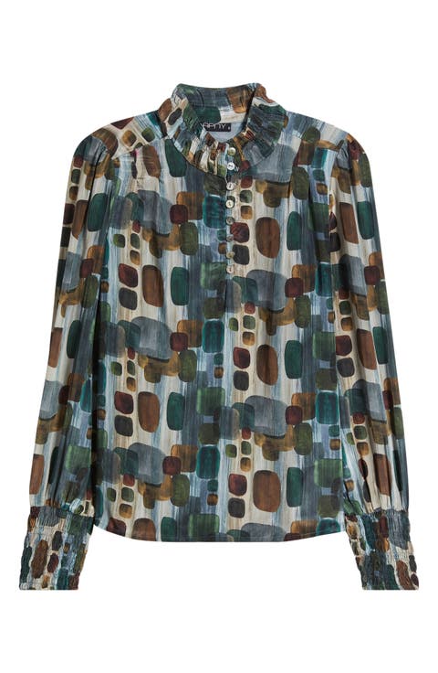 Smocked Cuff Long Sleeve Top
