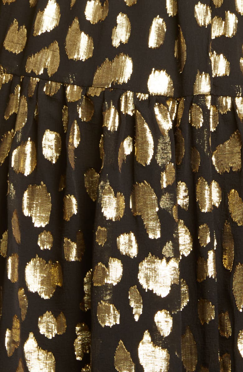 Rebecca Taylor Leopard Metallic Long Sleeve Dress, Alternate, color, 