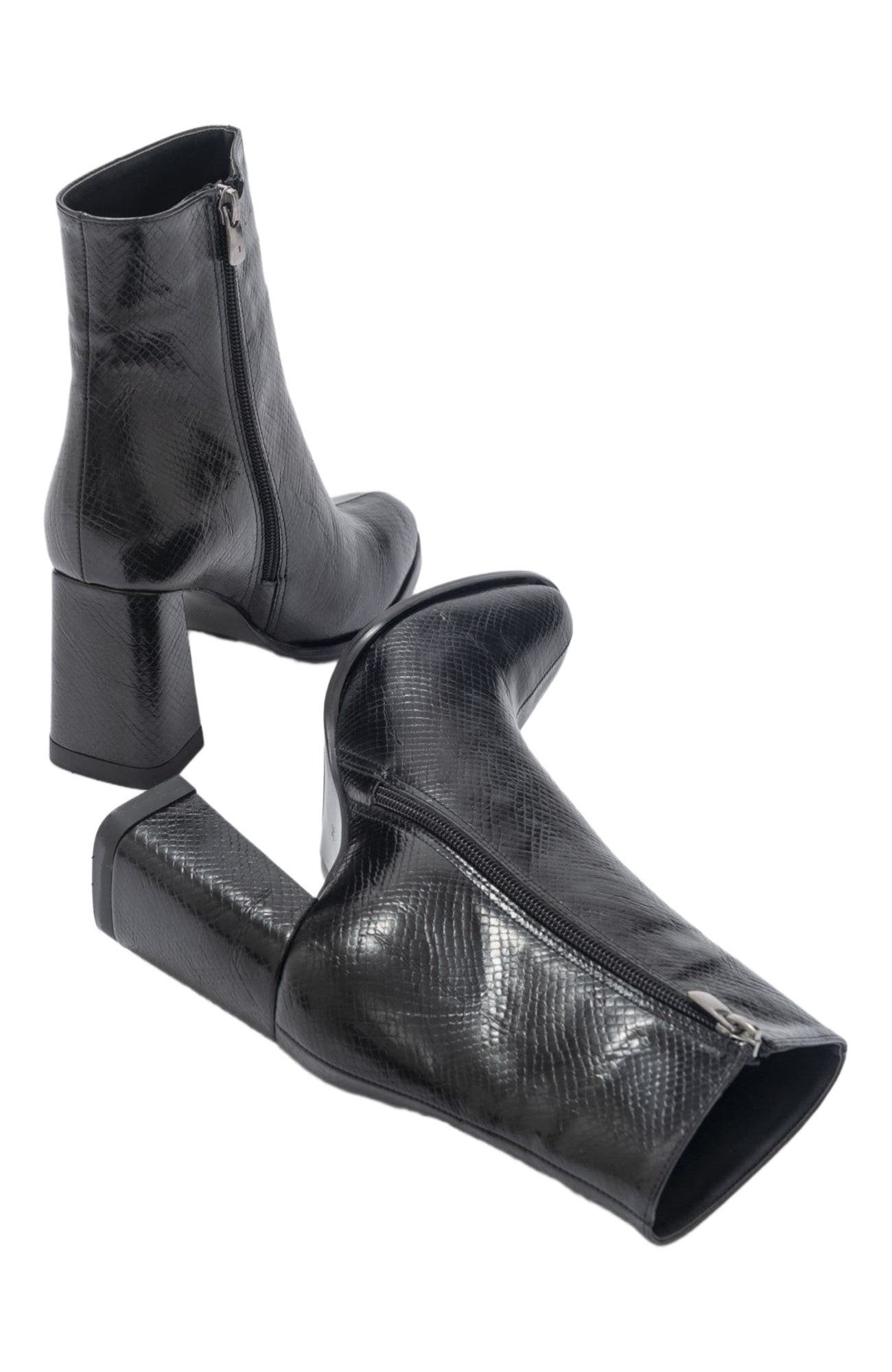 Prologue Shoes Jewel High Heel Boot, Alternate, color, Black Print Faux Leather