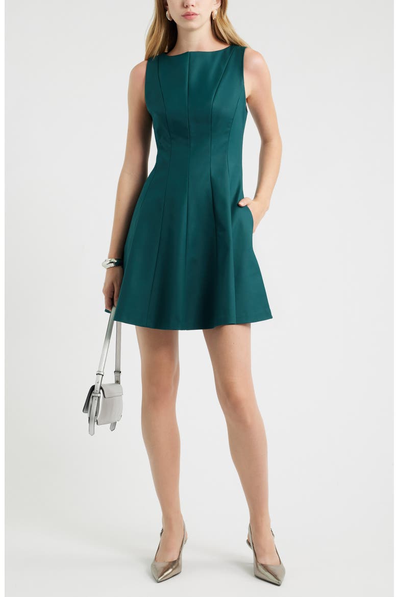 Seamed Fit & Flare Minidress, Alternate, color, GREEN PONDEROSA