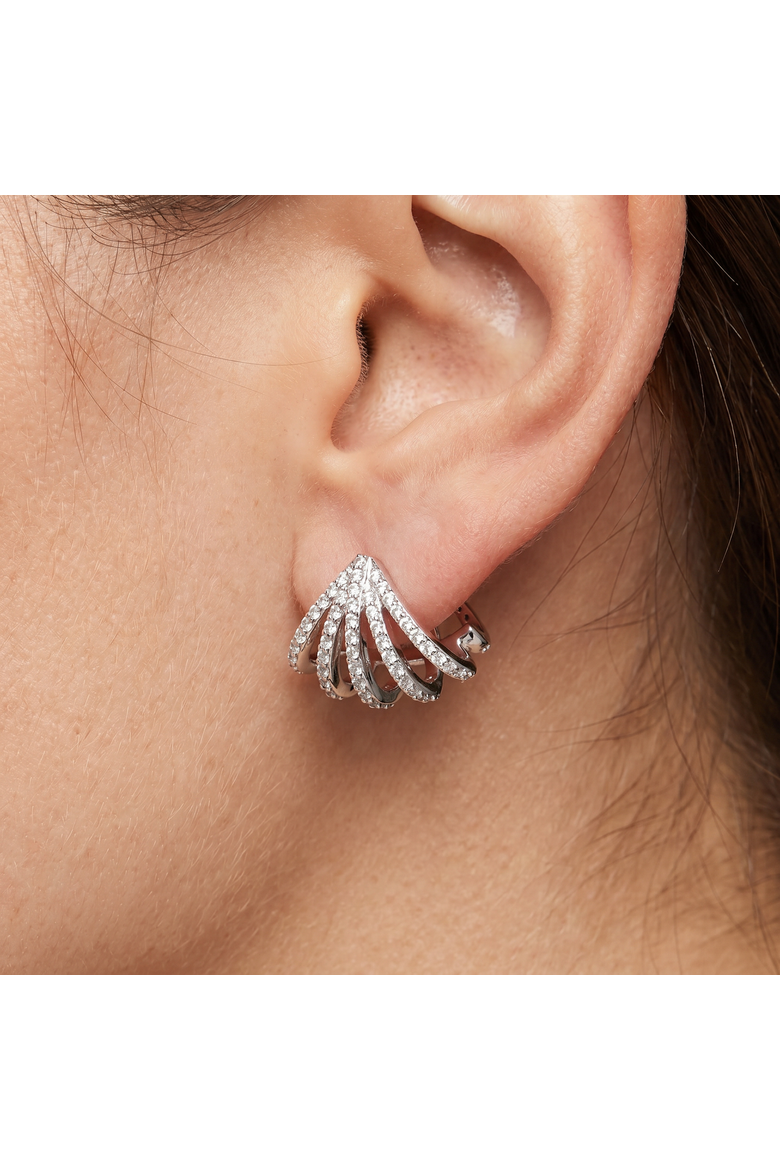 1 Ct Diamond Burst Studs Womens Huggie Earrings 14k Gold Lab Grown, Alternate, color, 14k White Gold