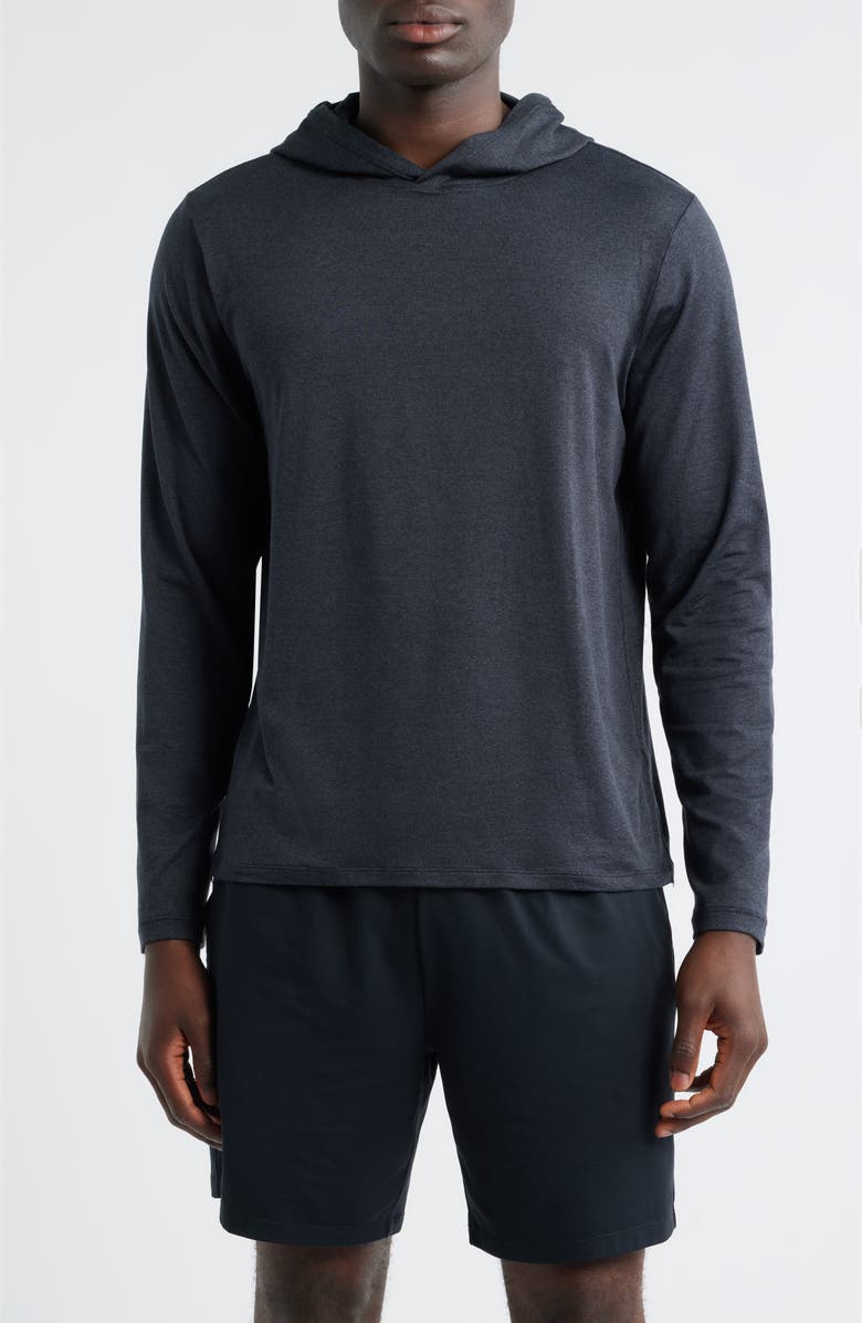 Zella Dynamic Hooded T-Shirt, Main, color, Grey Dark Charcoal Heather