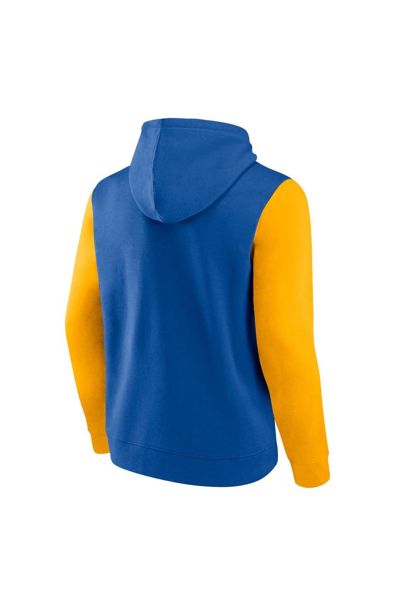 FANATICS Men's Fanatics Branded Royal/Gold Golden State Warriors Attack Colorblock Pullover Hoodie, Alternate, color, 