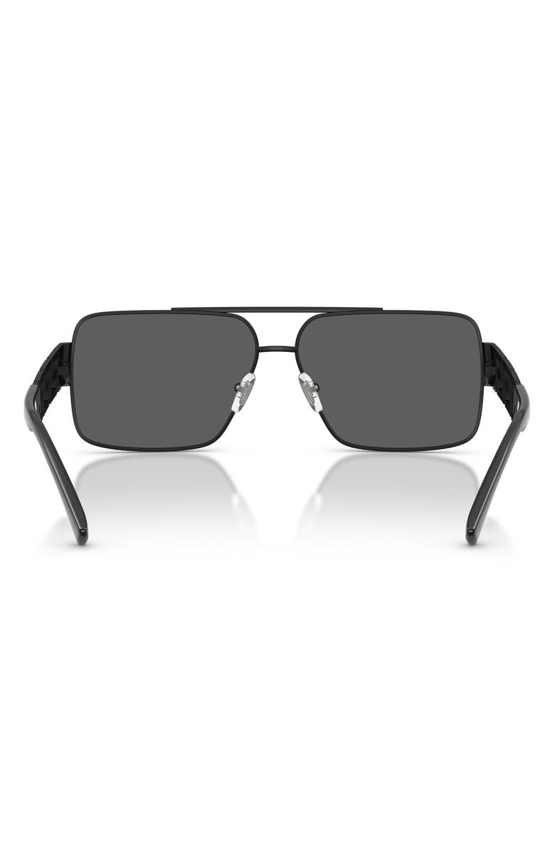 Versace 61mm Rectangular Sunglasses, Alternate, color, Matte Black / Mirror Silver