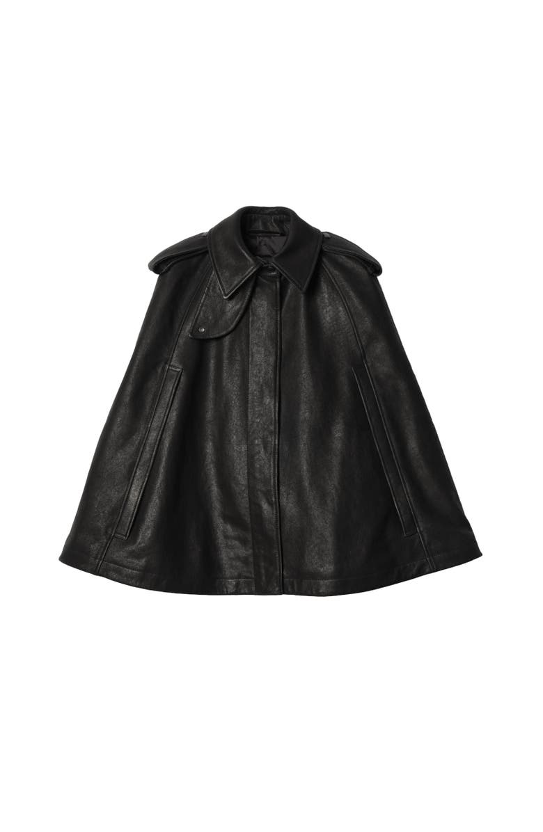Burberry Leather Cape, Alternate, color, Black